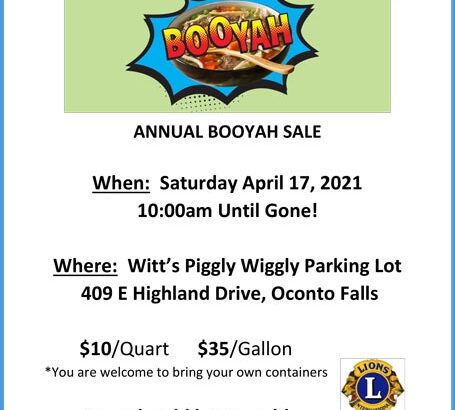 Lions Club of Oconto Falls first annual booyah sale