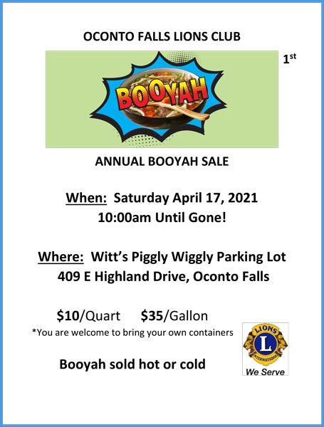 Lions Club of Oconto Falls first annual booyah sale